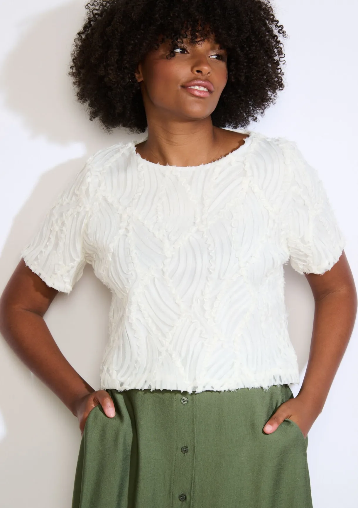 LolaLiza Textuur top met korte mouwen- Tops En T-Shirts