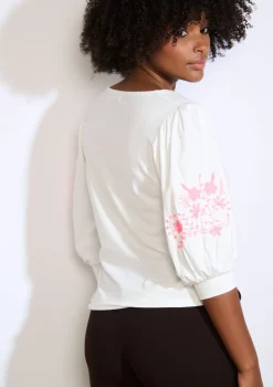 LolaLiza Top met borduursels op de mouwen- Tops En T-Shirts