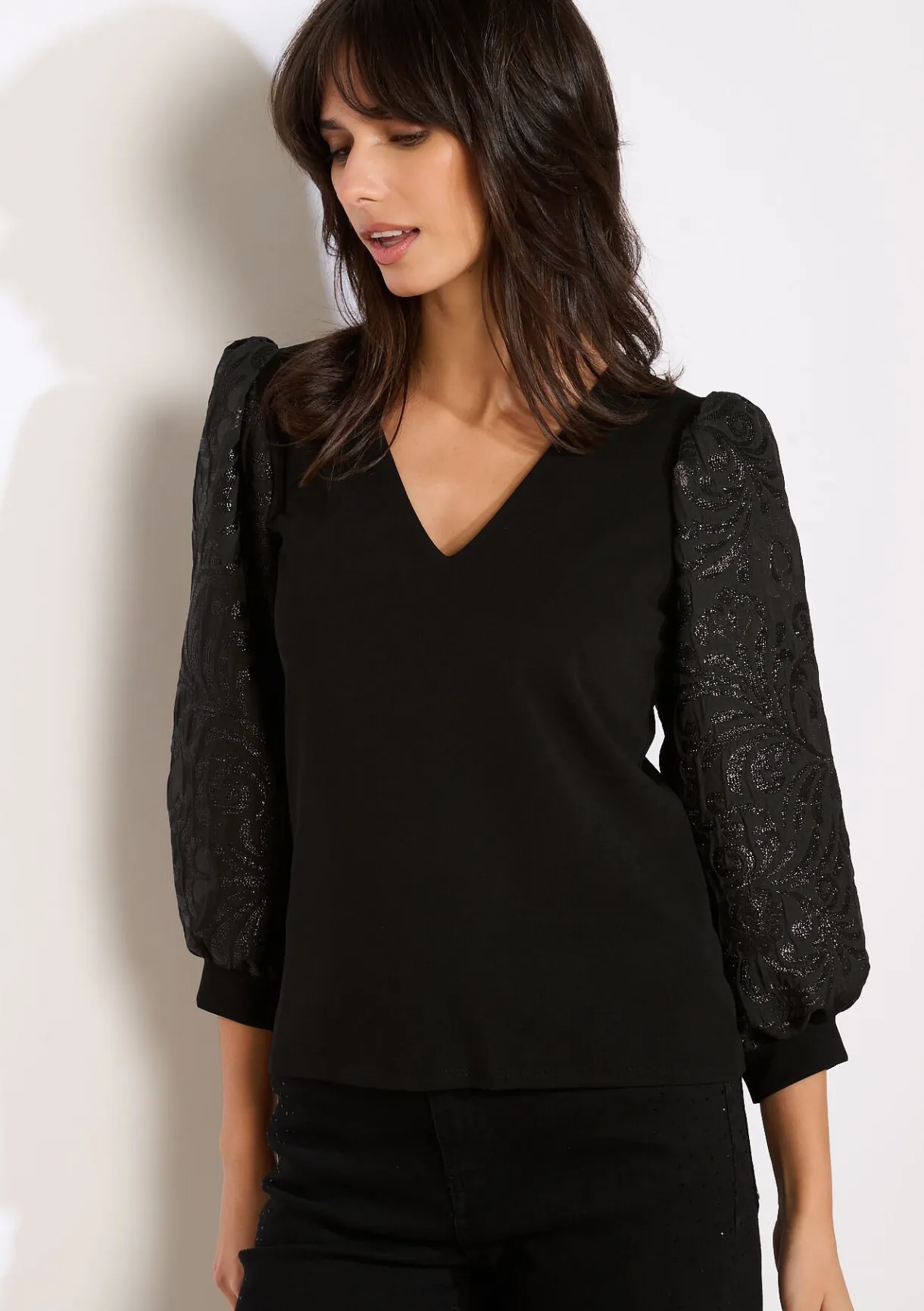 LolaLiza Top met geborduurde mouwen- Tops En T-Shirts