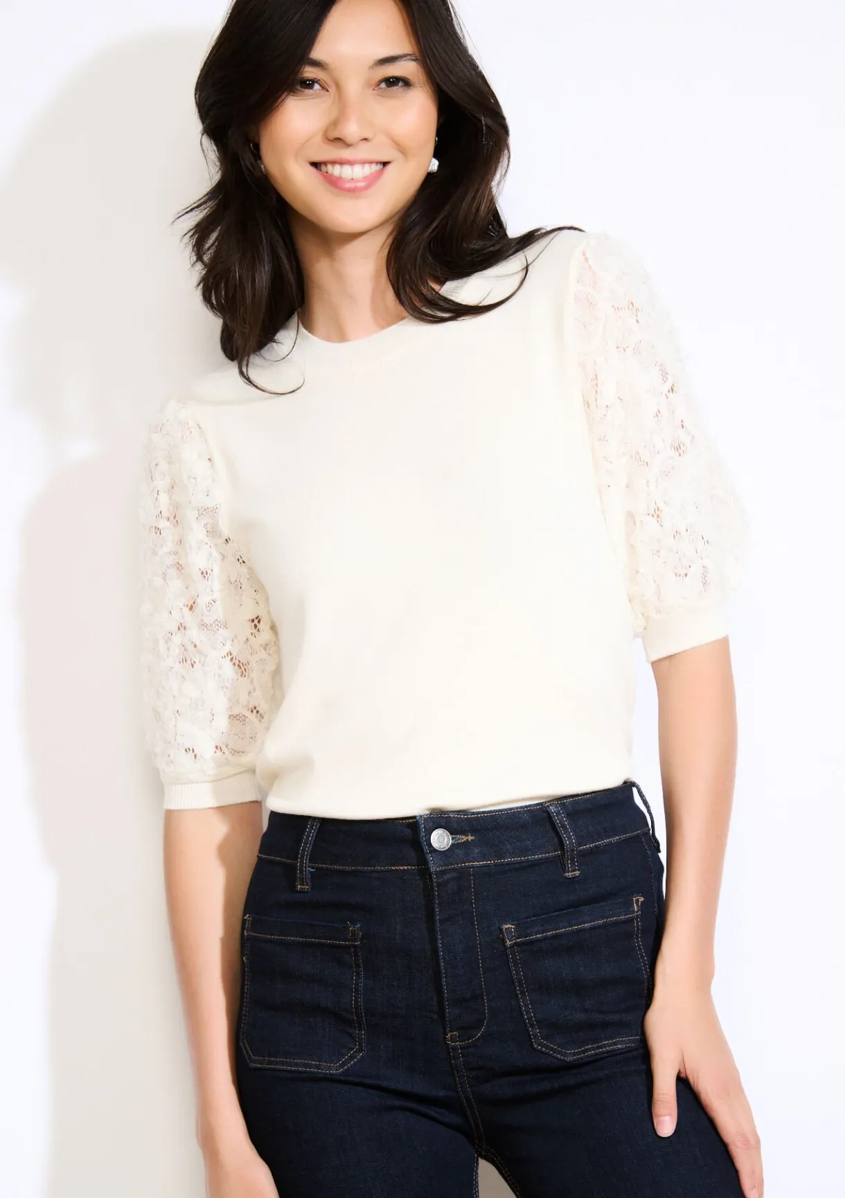 LolaLiza Top met kanten mouwen- Truien En Cardigans