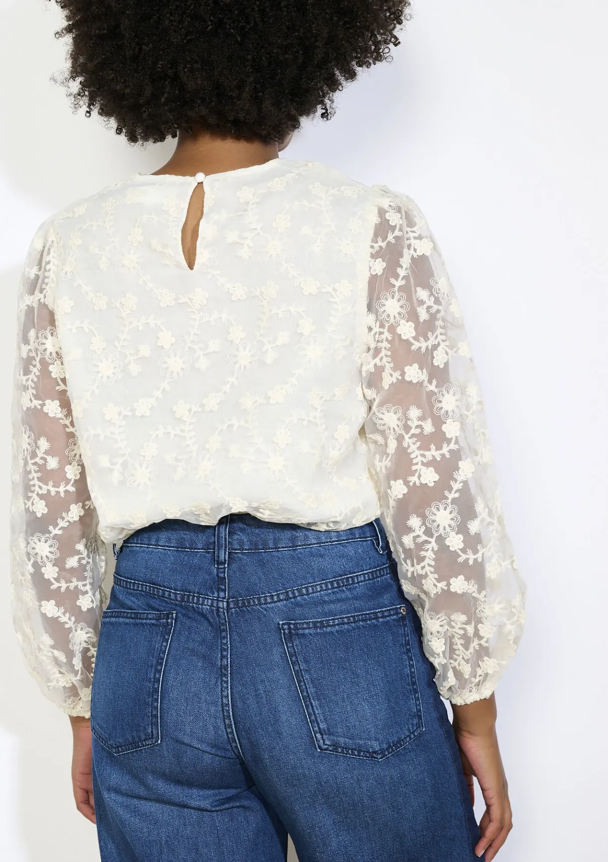 LolaLiza Transparante kanten blouse- Blouses En Hemden