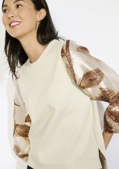 LolaLiza Trui met bloemen en paillettenmouwen- Sweats