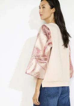 LolaLiza Trui met bloemen en paillettenmouwen- Sweats