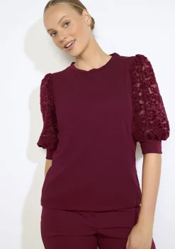 LolaLiza T-shirt met kanten pofmouwen- Tops En T-Shirts