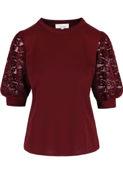 LolaLiza T-shirt met kanten pofmouwen- Tops En T-Shirts