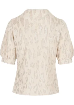 LolaLiza T-shirt met pofmouwen en luipaard- Tops En T-Shirts