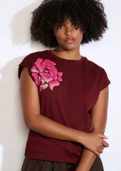 LolaLiza T-shirt met rozenapplicatie- Tops En T-Shirts