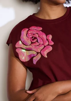 LolaLiza T-shirt met rozenapplicatie- Tops En T-Shirts