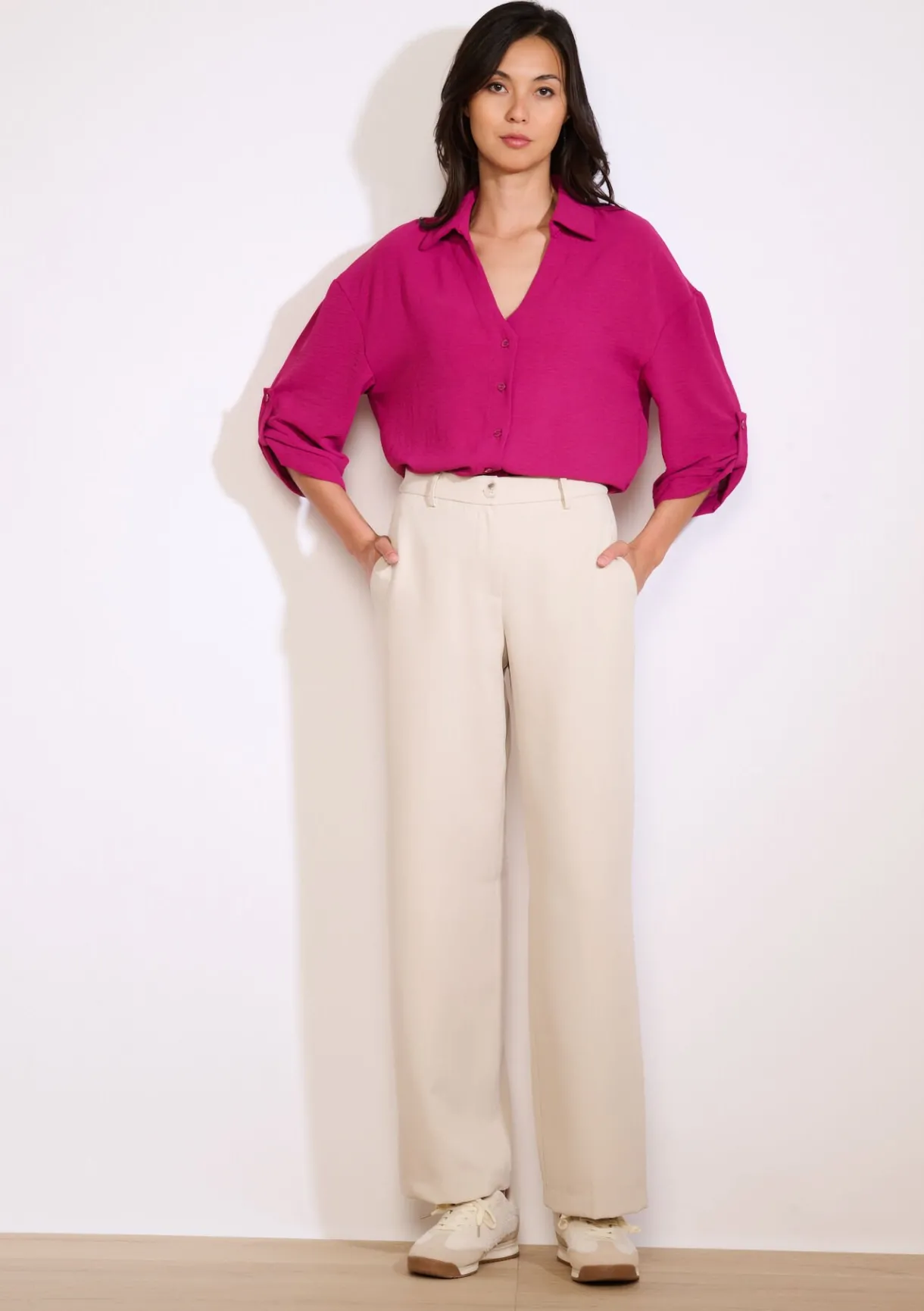 LolaLiza Wijde broek in twill- Broeken