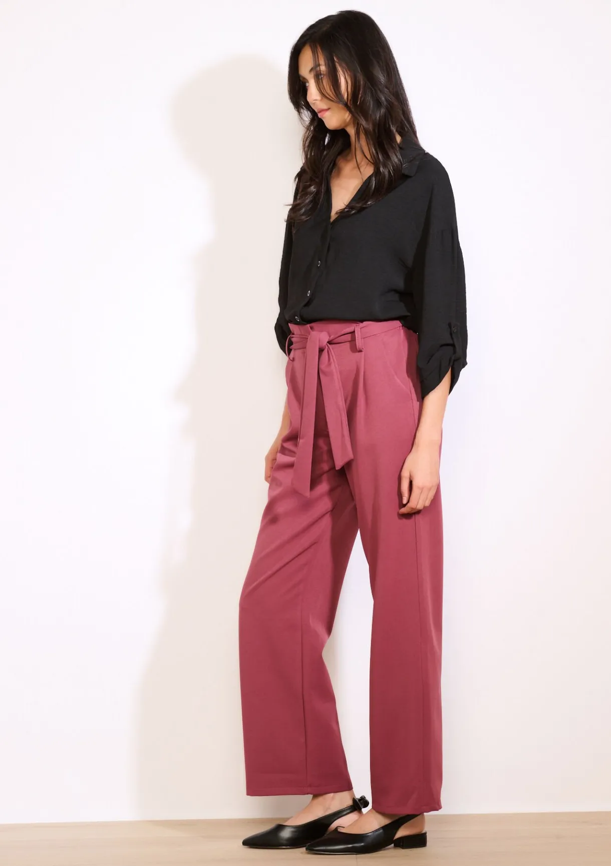 LolaLiza Wijde broek met ceintuur- Broeken