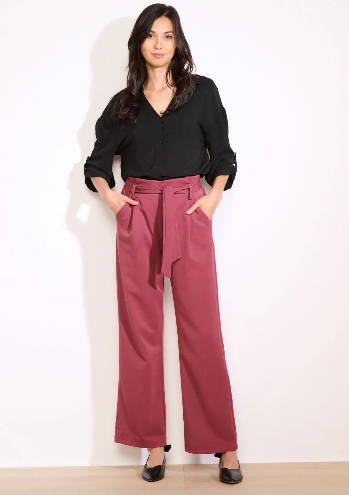 LolaLiza Wijde broek met ceintuur- Broeken