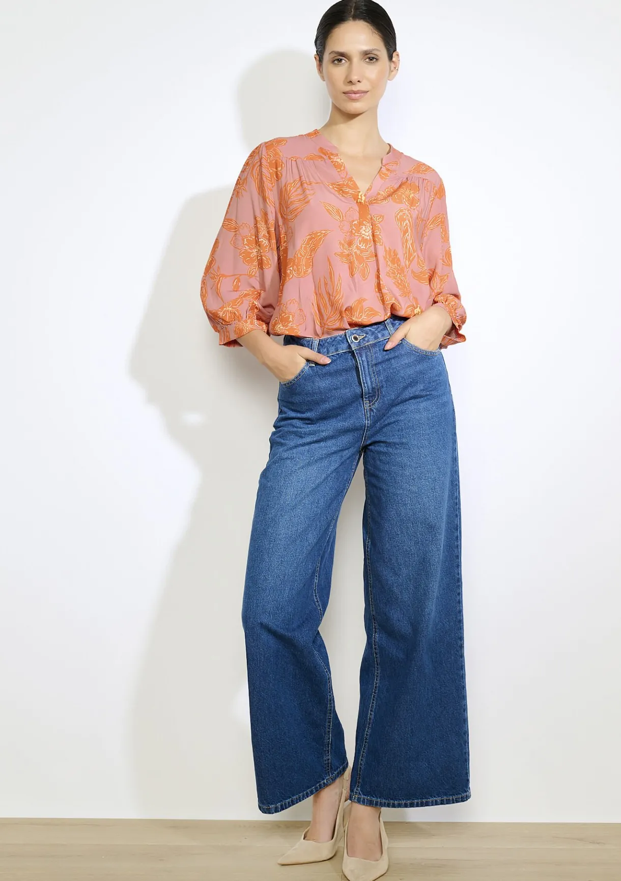 LolaLiza Wijde jeans met hoge taille- Jeans