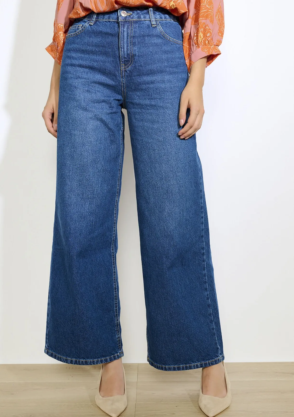 LolaLiza Wijde jeans met hoge taille- Jeans