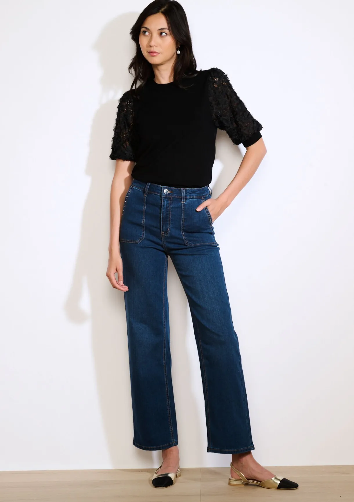 LolaLiza Wijde jeans met zakdetails- Jeans