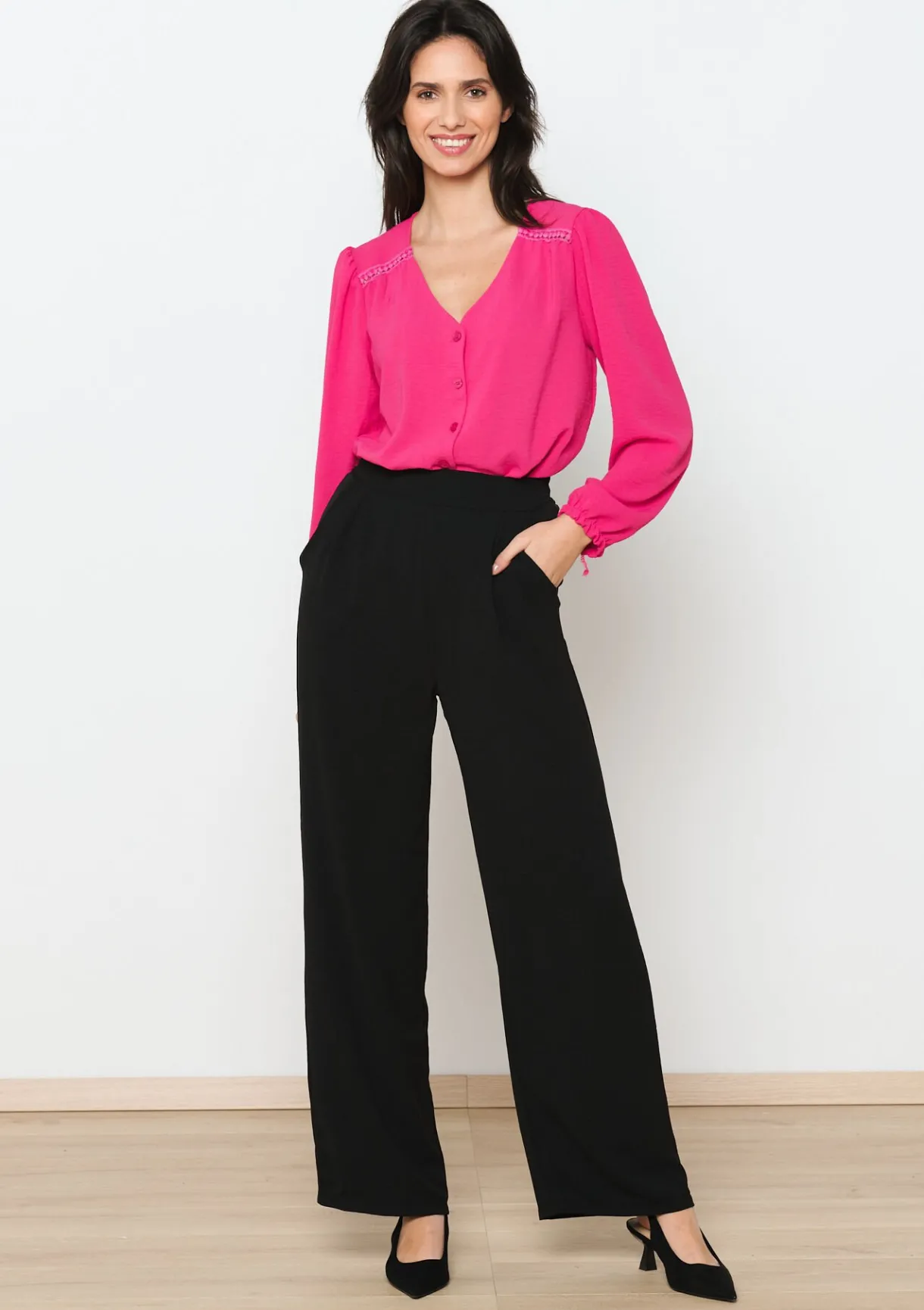 LolaLiza Wijde vloeiende broek- Broeken