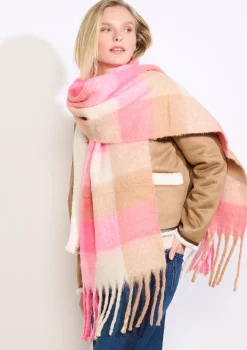 LolaLiza Zachte geruite franjesjaal- Accessoires