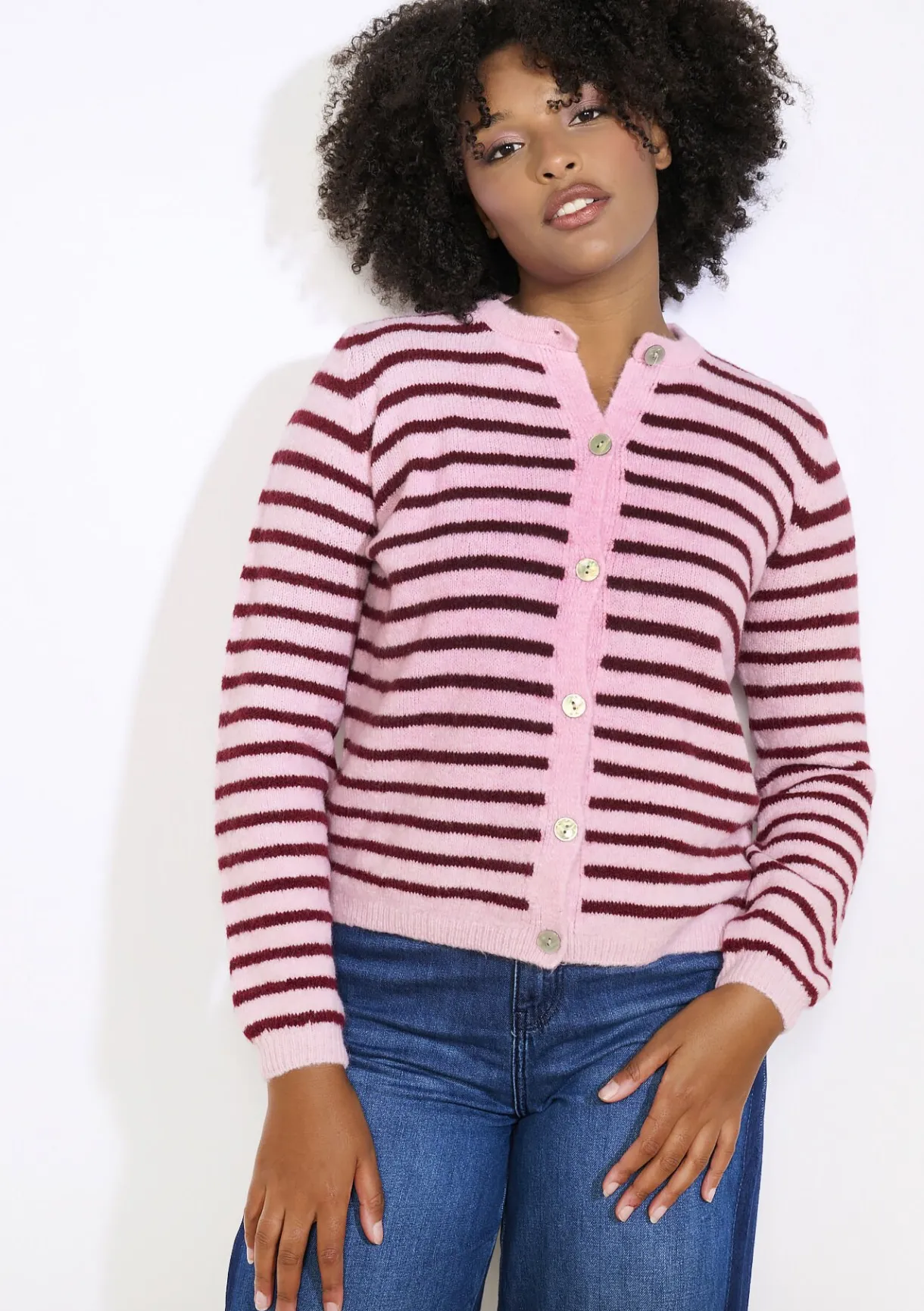 LolaLiza Zachte gestreepte cardigan- Truien En Cardigans