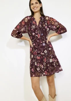 LolaLiza Zwierige bloemenjurk met ceintuur- Jurken