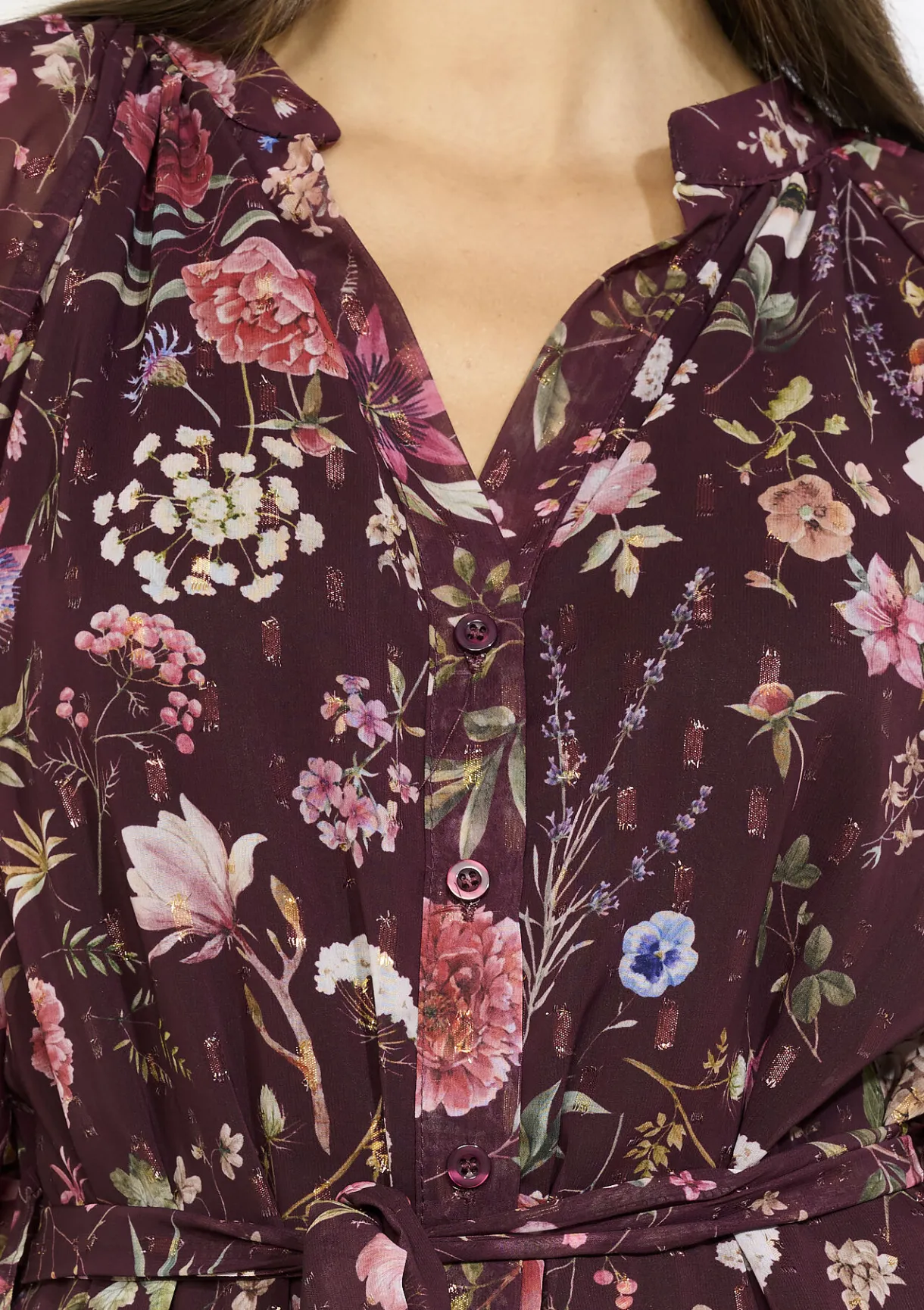 LolaLiza Zwierige bloemenjurk met ceintuur- Jurken